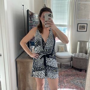 ZARA Black Yellow and White Animal Print Jumper Romper